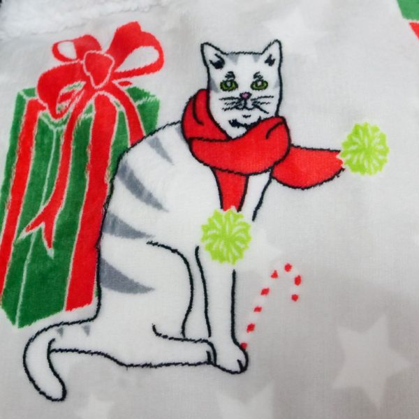 Mantita borreguito con gatitos y regalos de navidad